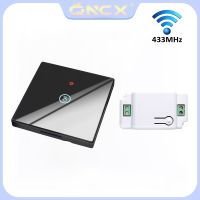 QNCX 433Mhz wireless Wall Switch 1gang 1way Crystal glass Touch Switch panel 10A relay interruptor remote control Light Switch