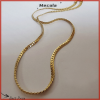 Mecola แฟลชเซลสร้อยโซ่โลหะไทเทเนียมแฟชั่นสำหรับผู้ชายผู้หญิงสีทองโซ่แส้ม้าของขวัญสร้อยโชคเกอร์มินิมอล