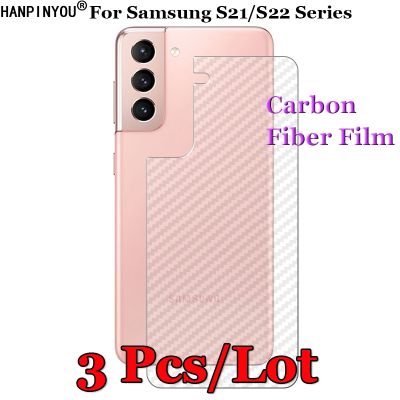 [spot goods66]】】】✴3ชิ้น/ล็อตสำหรับ [spot goods66]Samsung Galaxy S23 S21 S22พลัส3D อัลตร้า FE คาร์บอนใสไฟเบอร์กันลื่นผิวด้านหลังสติกเกอร์ป้องกันจอฟิล์ม