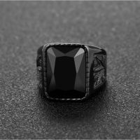 Vintage Fashion Punk Men Hip Hop Ring BlackRed Stone Ring Rock Fashion Male Jewelry