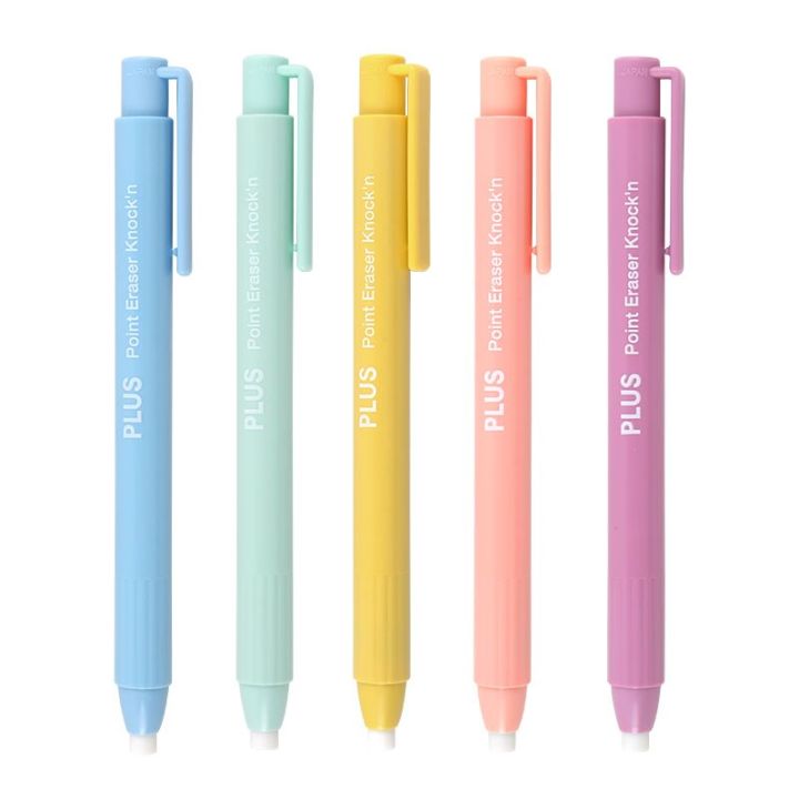 5pcs-japan-plus-point-eraser-pen-shaped-press-pencil-rubber-replaceable-core-portable-detail-wipe