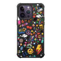 KIKI Original high quality CASE.TIFY Cute Phone case for iphone 14 14plus 14pro 14promax 13 13pro 13promax 12 12pro 12promax 11 Cartoon graffiti Patterned sticker High-end shockproof silicone Soft case Black