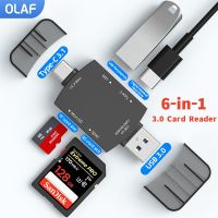 เครื่องอ่านการ์ด USB 6 In 1 USB3.0เพื่อพิมพ์ C เครื่องอ่านการ์ดหน่วยความจำ SD TF สำหรับ Windows PC แล็ปท็อปตัวแปลงศัพท์มือถืออะแดปเตอร์ USB