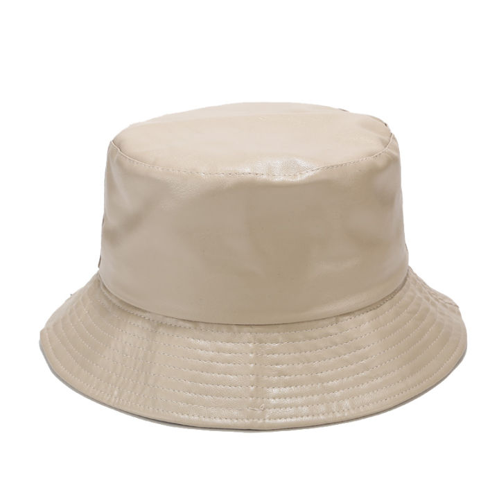 hot-selling-fashion-soild-bucket-hats-pu-womens-leather-fishing-bob-cap-outdoor-foldable-fisherman-hat-for-men-uni-panama