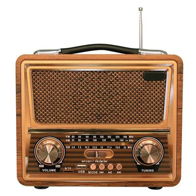 Wooden Retro Radio, AM SW FM Radio, Wireless Bluetooth Speaker, Mini Bass Audio Outside Loud Volume for Home, Office
