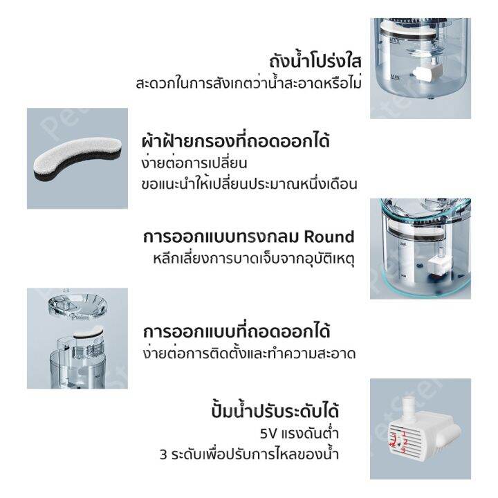 petsternน้ำพุสัตว์เลี้ยงอัตโนมัติ-น้ำพุแมวติดเซ็นเซอร์1-8ลิตร-น้ำพุแมว-น้ำพุหมาน้ำพุแมวตัวกรอง-อะแดปเตอร์-มี3แบบให้เลือ