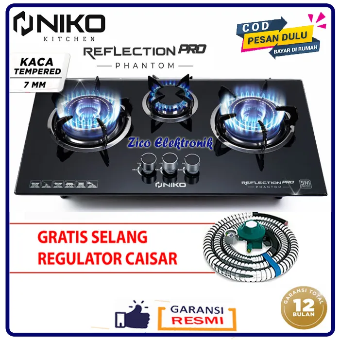 Niko Kompor Gas Tanam Tungku Kaca Reflection Pro Phantom Black Lazada Indonesia