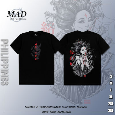 MADFACE เสื้อผ้าญี่ปุ่น art-Geisha Tee ของขวัญสำหรับ Unisex Heavyweight Top streetwear เสื้อยืด