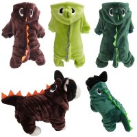 Funny Pet Clothes Coral Fleece Warm Dog Costume Cute Dinosaur Tiger Cow Cosplay Pet Costume for Small Medium Dog Pet Accessories