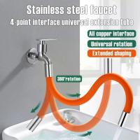 Faucet Splash Proof Divine Tool Kitchen Washbasin Faucet Hose Extension 360° Adjust Free Rotation Extenders Bending Bathroo O0N3