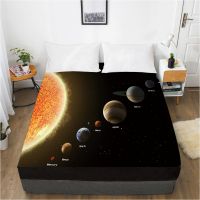 2022Galaxy แผ่นติดตั้งแผ่นเตียงกับวงยืดหยุ่น150x20 60*200ที่นอนผ้าคลุมเตียงสีดำดาวอังคาร