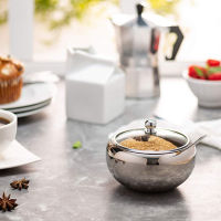 【cw】MOMS HAND Kitchen Seasoning Stainless Steel Large Sugar Bowl With Glass Clear Lid and Spoon 【hot】