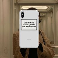 INS Funny Social Media seriously harms your mental health Phone Case For iphone 14 13 12 7 8 plus 11 Pro X XS MAX XR clear cover