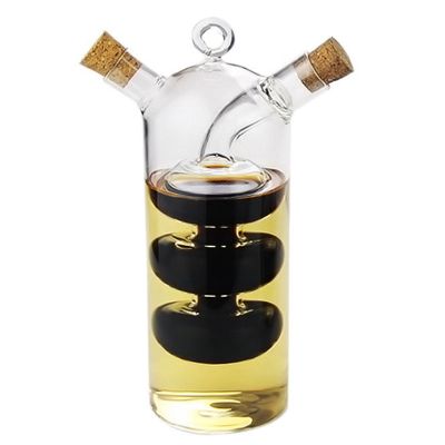2-In-1 Double Layer Bottle Sauce Oil Vinegar Glass Bottle Condiment Seasoning Sealed Kitchen Storage