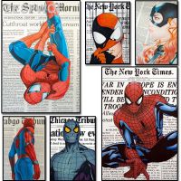 ☍M/Ar/Ve/L/Spiderman โปสเตอร์หนังสือการ์ตูนพิมพ์ซูเปอร์ฮีโร่ศิลปะพิมพ์บนผนังแอนิเมชันภาพวาดผ้าใบของขวัญรูปภาพการตกแต่งบ้านดีที่สุด