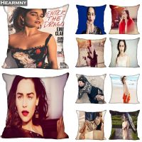 {fabric sofa}Emilia Clarke ปลอกหมอนสำหรับปกหมอนตกแต่งบ้านมีซิปมองไม่เห็นสี่เหลี่ยม40X4045X45cm ปลอกหมอน