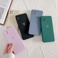 [Beike electronic] Simple Gold Love Heart Case สำหรับ Samsung S22 Ultra Galaxy S22 S21 Plus S20 FE A52 A72 A51 A71หมายเหตุ20สีทึบ