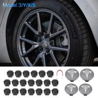 ฝาครอบล้อ Kit Center Cap Hub Lug Nut สีดำสีแดงสีขาวสีเทา4 Center Cap 20 Lug Nut สำหรับ Tesla รุ่น3 Y S X