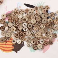 50pcs Mixed Flower Style Carved Wooden Round Sewing Buttons DIY Craft Scrapbooking Wood Buttons Fitted Clothes Dress Sewing Tool Haberdashery