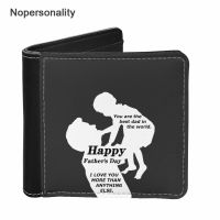 ZZOOI Nopersonality Leather Wallet Happy Fathers Day Design Slim Coin Purse Foldable Money Clip Card Holder Clutch Gift for Dad