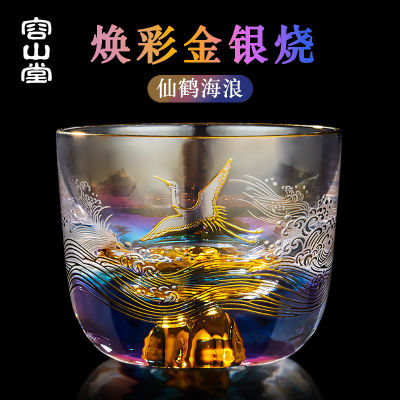Rongshantang แก้วเผาสีทองและเงินถ้วยชาถ้วยทองทิเบตหนาถ้วยหลักชาส่วนตัวถ้วยชาเซ็ตเชียนฟันชาจีน