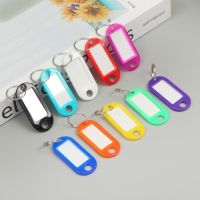 50pcs Multicolor Plastic Keychain Tags ID Labels Luggage Baggage Tag Hotel Number Classification Card Split Ring Label