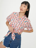 มอสซิโม®  M3313-0000 เสื้อเชิ้ต Stadard Crop Bow Shirt Pop - Stripe Pink