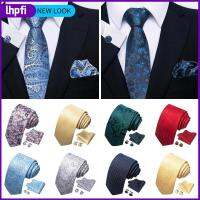 LHPFI คลาสสิกแบบคลาสสิก Cravat ธุรกิจสำหรับธุรกิจ การออกแบบใหม่ล่าสุด เน็กไท อุปกรณ์เสริมเสื้อ ผ้าไหมโพลีเอสเตอร์ กระเป๋าสี่เหลี่ยม สำหรับผู้ชาย