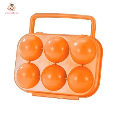 กล่องเก็บไข่6ช่องกันกระแทกแบบพกพากล่องใส่ไขกันหยดถาดป้องกันไข่กันลื่นพร้อมที่จับสำหรับปิกนิกกลางแจ้ง