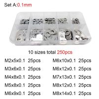 ▤﹉❒ 250Pcs DIN988 M2 M3 M4 M5 M6 M7 M8 304 Stainless Steel Ultra Thin Flat Washer Set Adjusting Shim Plain Gasket Assortment Kit Box