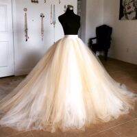 Puffy Tulle Ball Gowns Beige Floor Length Tutu Skirt For Bridal Underskirt Custom Made Long Tulle Skirt Zipper Custom Made