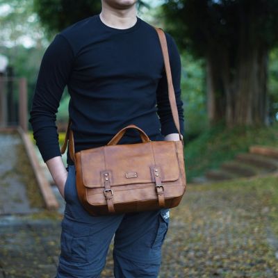 กระเป๋าสะพายข้างหนังแท้ รุ่นVincent (b-lbr-1169) messenger bag รุ่นขายดีตลอดกาล