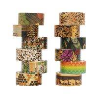 【COOL】 biba94392 เทปผ้าน่ารักลายเสือดาวชุดน่ารักสำหรับ WashiTape Retro Washi Retro Washing 12 Scrapingmasing 3M Tapes