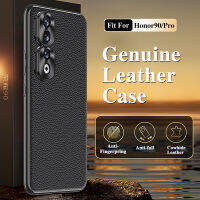 เคส PC แข็งแบบดั้งเดิมสำหรับ Honor90 Pro หนังธรรมชาติหรูหราเคสกรอบหลังมือถือชุบกันกระแทก