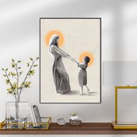 Mary และ Jesus เต้นรำผ้าใบภาพวาดโปสเตอร์ Wall Art สำหรับตกแต่งห้องนั่งเล่น