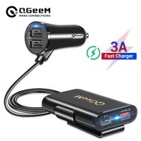 QGEEM 4 USB QC 3.0 Car Charger Quick Charge 3.0 Phone Car Fast Front Back Charger Adapter Car Portable Charger Plug for iPhone Car Chargers