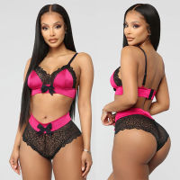 Women Lace Set Sexy Seamless Lingerie Sets Lace Bowknot Push Up Crop Top Underwear Lingerie Set Sexy lette Set