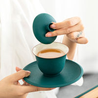 Mangkuk Penutup Tembikar Hitam dengan Periuk dengan Seramik Kung Fu Teh Set Mudah Tiga Cashi Teh Mangkuk Jepun-Gaya Teh Gaya Boleh Menjadi โลโก้