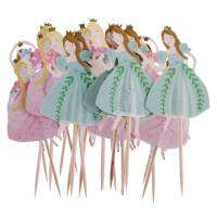 Best-Buy HOME 24 PCS ASSORTED Dancing Princess ป้ายปักคัพเค้กของตกแต่งหน้าเค้กของตกแต่งงานปาร์ตี้