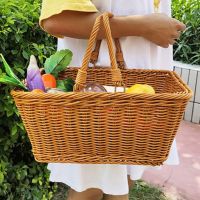 Home Shopping Basket Japanese Grocery Basket Hand Flower Basket Woven Bag Picnic Basket Pet Imitation Rattan Gift Basket