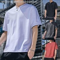 CODae737sege M-5XL Fake Two V-neck Polo Shirt Men Short Sleeve T Shirt
