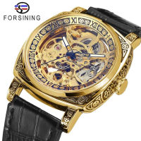 Original Forร้องเพลงอัตโนมัติไขลานกลไกใสโครงกระดูก Tourbillon นาฬิกาข้อมือแฟชั่นสายหนังกันน้ำของขวัญของผู้ชาย