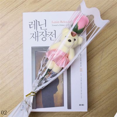 【TK】1PC Bear Rose Bath Soap Flower al Party Gift Wedding Valentines Random