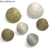 10PCS 18/23/25MM Spiral Retro Metal Buttons Hand Sewn Casual Windbreaker Button Antique Bronze Ancient Silver Shaped Buttons Haberdashery