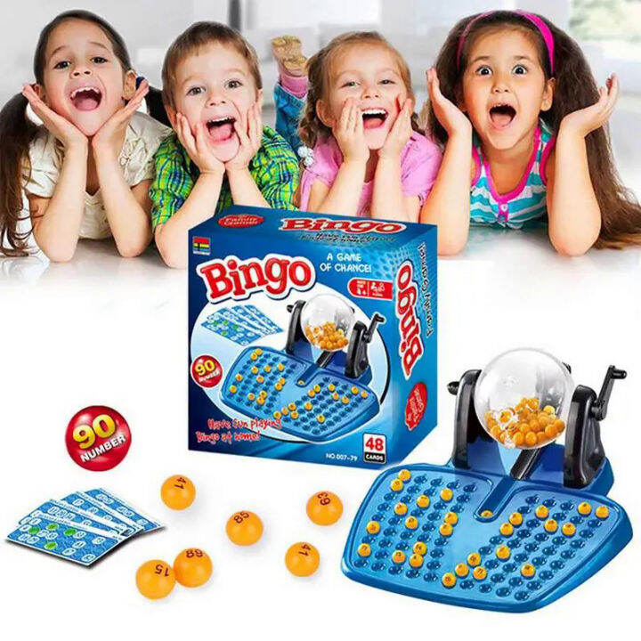 Bingo Game Set With 90 Game Chips 38 Cards A Roller Cage Master Board