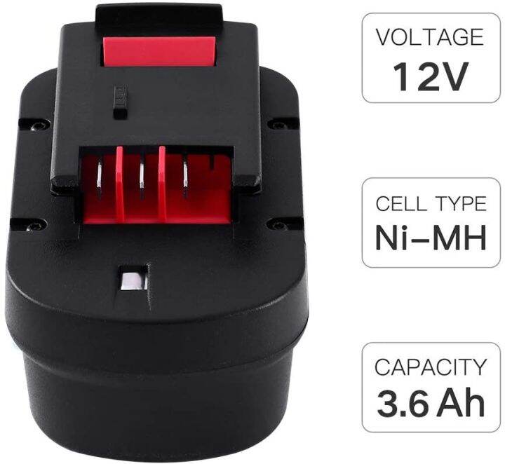 [Upgraded] 3600mAh Replacement for Black and Decker 12v Battery