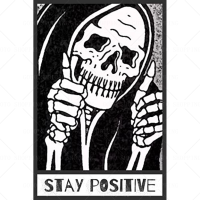 Stay Positive Skull Decor Sign: ไม่เหมือนใคร,น่าขนลุก,Spooky Goth Grunge Room Wall Decor,สไตล์บ้านไร่วินเทจ,เหมาะสำหรับตกแต่งบ้าน