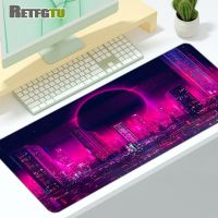 แผ่นรองเมาส์สีชมพูนีออนเครื่องเกมขนาดใหญ่ Mausepad Table Pad อุปกรณ์เกมคอมพิวเตอร์พรมอาร์ต 90x40 แผ่นรองเกมอะนิเมะ