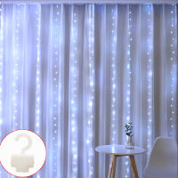 3Mx3M Festoon LED Rainbow Curtain Light With Hook 8 Mode Remote Control Copper Wire USB Fairy String Lights Christmas Decoration