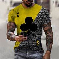 2023 NEWMen S Fashion Blouses 3D Print Poker Series Casual Short Sleeve Tops Vento